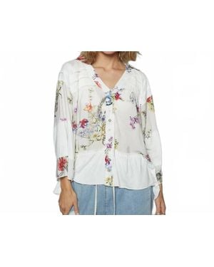 Pol Ruffle Floral Top - White