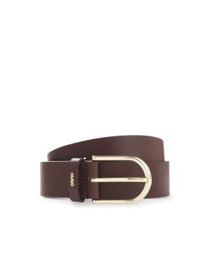 HUGO Leather Belt With-Tone Hardware - Brown