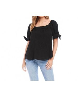 Karen Kane Bree Square Neck With Sleeve Ties Top - Black