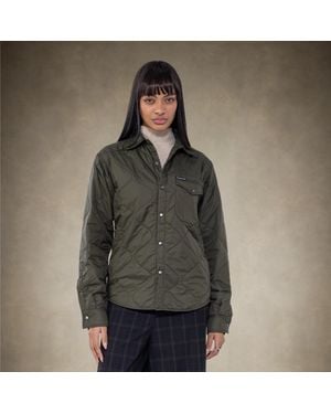 Members Only Oversized Quilted Shirt Jacket - Green