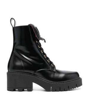 Chiara Ferragni Eyelike Eye Motif Block Heel Ankle Boots - Black