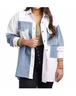 Miss Me Woven Denim Jacket - Blue