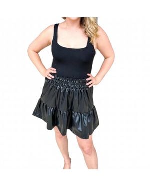 Style USA Love The Leather Ruffled Mini Skirt - Blue