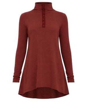 Transit Sangria Fluid Modal High-Neck Tunic - Red