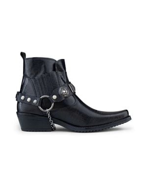 Infinity Leather Leather Winklepicker Western Gothic Boots - Black