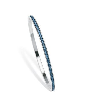 Palmbeach Jewelry Birthstone Silvertone Eternity Bangle Bracelet - Blue