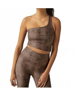 Beyond Yoga Softmark One And One Shoulder High Cropped Tank - Brown