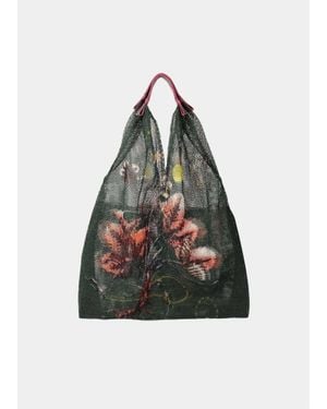 Epice Botanical Print Mesh Tote Bag - Brown