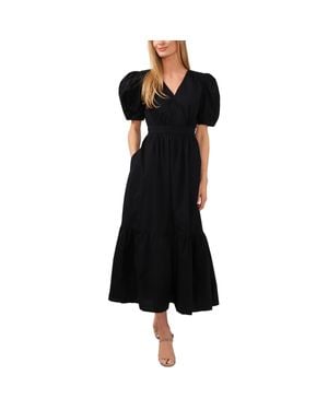 Cece Puff Sleeve Long Maxi Dress - Black