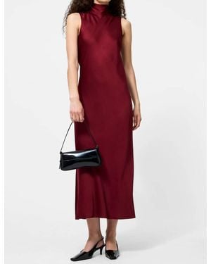 French Connection Ennis Satin Slevless Bow Midi Dress - Red