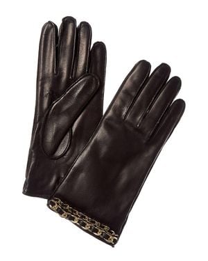 Portolano Chain Leather Gloves - Black