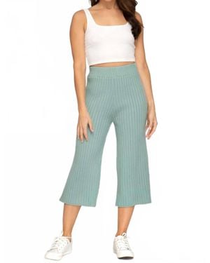 She + Sky Rib Knit Sweater Culotte Pants - Blue