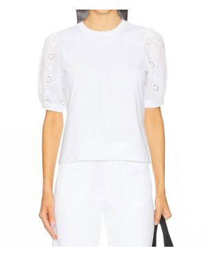 FRAME Lace Sleeve Tee - White