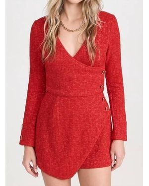 Black Halo Tweed Demi Romper - Red