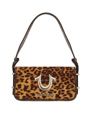 TRUE RELIGION Snake & Leopard Horseshoe Hardware Flap Shoulder Bag - Metallic