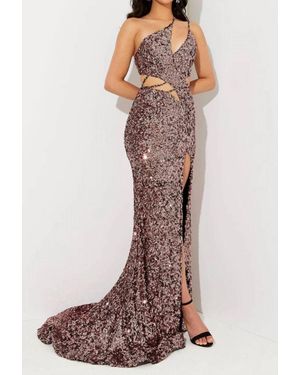 Jasz Couture Cutout Sequin Prom Dress - Brown