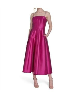 Eliza J Solid Color Square-Neck Sleeveless Midi Dress - Pink