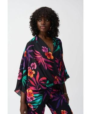 Joseph Ribkoff Tropical Print Surplice Top - Red