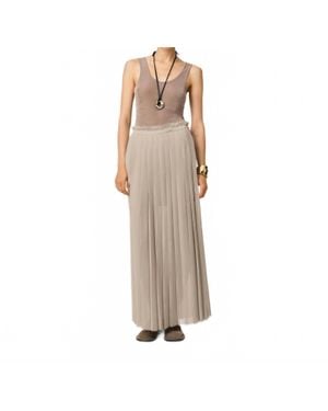 Ami Paris Long Pleated Skirt - Natural