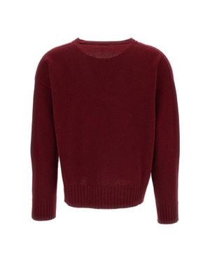 Drumohr Cashmere Boxy V-Neck Sweater With Kimono Sleeves - Red