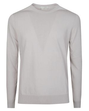 Ballantyne Plain Relaxed Crew Cotton Sweater - Gray