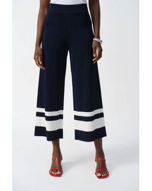 Joseph Ribkoff Stripe Pull On Wide Leg Culotte Pants - Blue