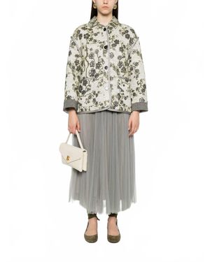 forte_forte Tulle Soleil Pliss Midi Skirt - Gray