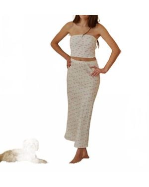 Theme Joey Ditsy Satin Maxi Skirt - Brown
