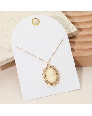 Fashnzfab Vintage Cameo Pendant Necklace - White
