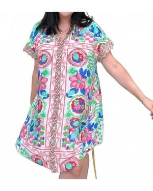 Umgee Mediterranean Print Dress - White