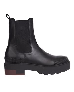 Tommy Hilfiger Leather Chunky Elastic Panel Boots - Black