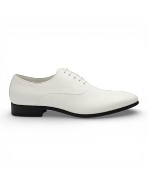 Infinity Leather Formal Patent Pu Leather Oxford Dress Brogue Shoes - White