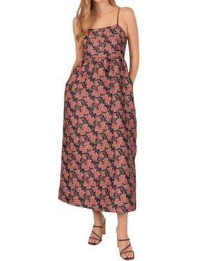 Before You Floral Jacquard Maxi Dress - Red