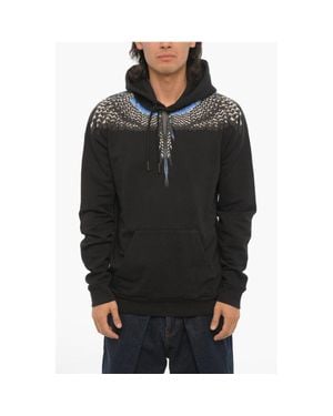 Marcelo Burlon Regular Fit Grizzly Wings Hoodie - Black
