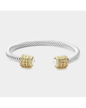 Fashnzfab Pearl Tip Cuff Bracelet - Metallic