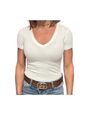 Crown Jewel Luxx Short Sleeve V-Neck Tee - White