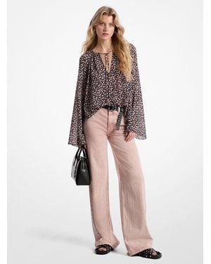 Michael Kors Garment-Dyed Wide Leg Jean - Pink