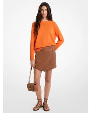 MICHAEL Michael Kors Mk Textured Leather Wrap Skirt - Orange