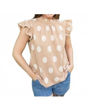 Voya Polka Dot Tie-Back Knit Top - Natural