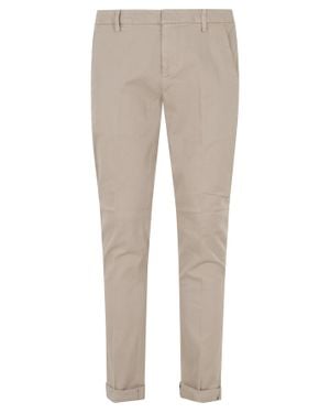 Dondup Straight-Leg Sand Gabardine Pants With Refined Details - Natural