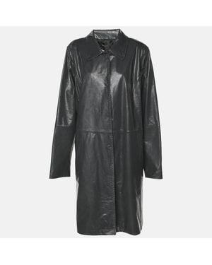 Marina Rinaldi Synthetic Leather Long Jacket - Black