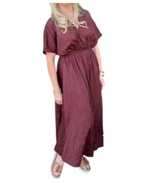 GRADE & GATHER Short Sleeve Batwing Dress - Purple