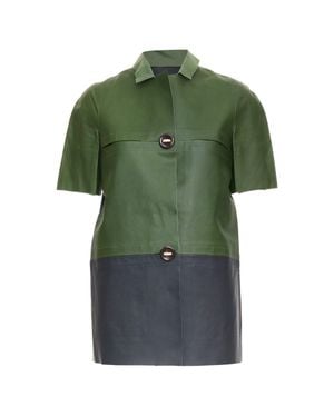 Marni 2012 Calf Leather Rounded Coat - Green