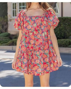 Strut & Bolt Poppy Asymmetric Floral Sundress - Red