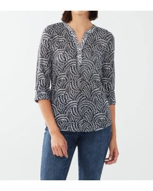 Fdj Henley Printed Top - Gray