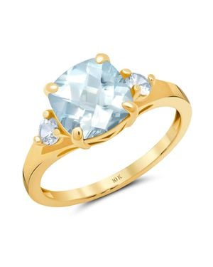 MAX + STONE 10K Or Cushion Cut Gemstone Three Stone Ring - Metallic