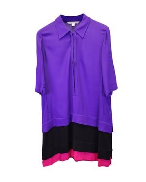 Diane von Furstenberg Colorblock Layered Shirt Dress - Purple