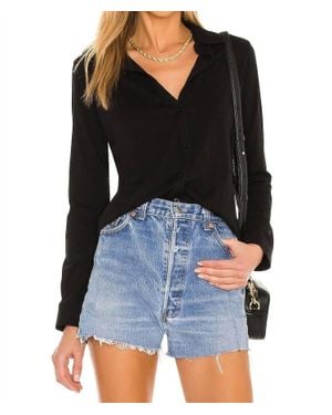 Bobi Collar Pocket Tee Button Down Shirt - Black