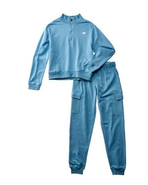 New Balance 2Pc 1/4-Zip Pullover& Cargo Jogger Pant Set - Blue