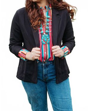 Texas True Threads Jojo Waffle Knit Blazer - Blue